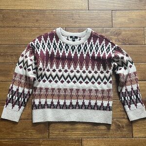 Frye Burgundy and Fair Isle Crewneck Sweater